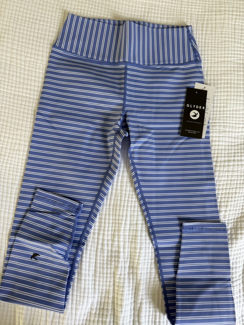 Glyder Blue Striped Active Leggings